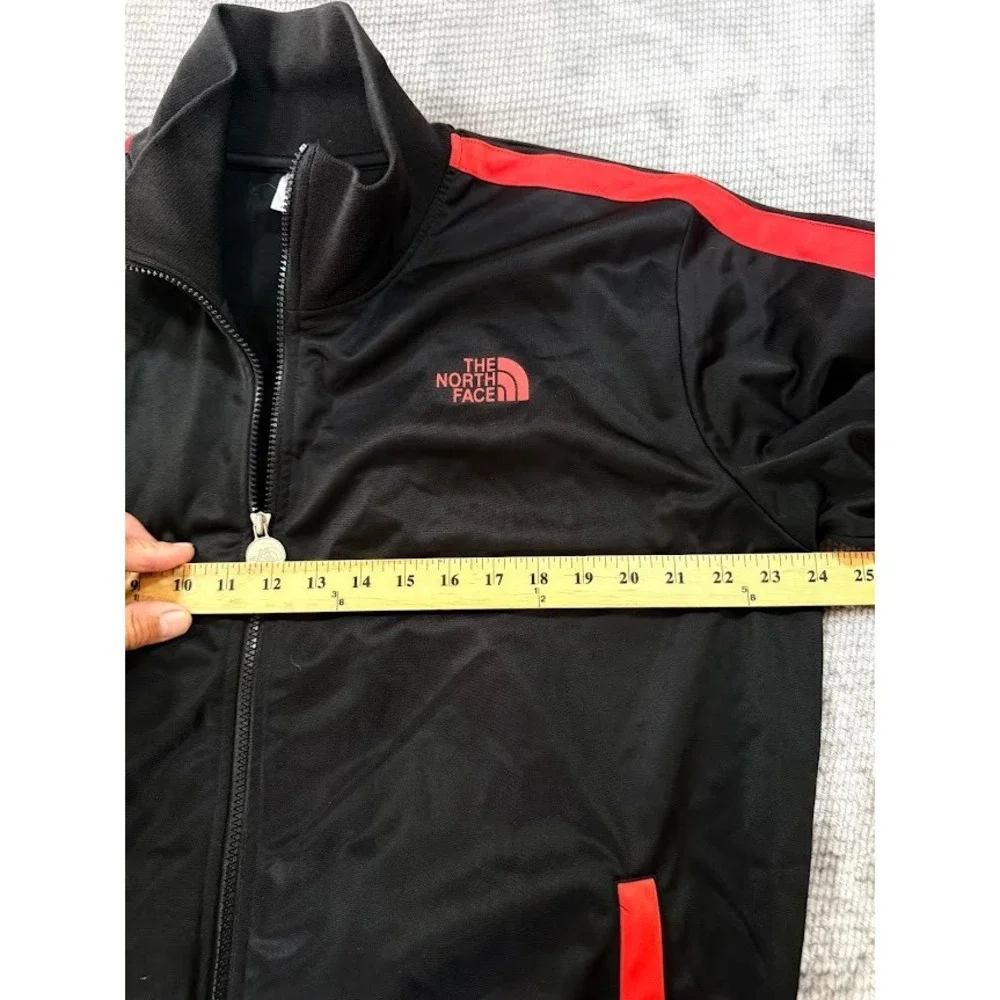 The North Face Mens‎ XL Track Jacket Black Red White Stripe Full Zip Mock Y2K